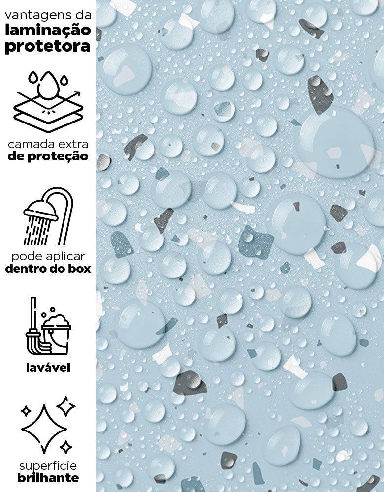 KIT DE 4 ROLOS - 2,50m x 50cm - Papel de Parede Adesivo Granilite Lazúli
