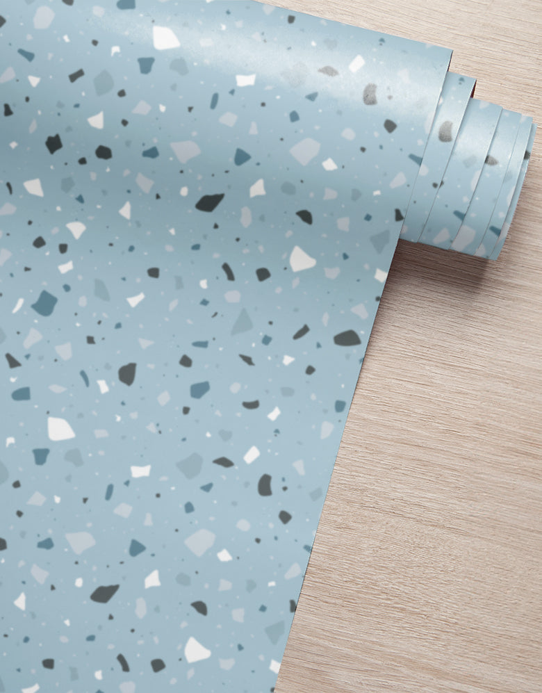 KIT DE 4 ROLOS - 2,50m x 50cm - Papel de Parede Adesivo Granilite Lazúli