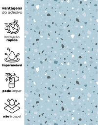 KIT DE 4 ROLOS - 2,50m x 50cm - Papel de Parede Adesivo Granilite Lazúli