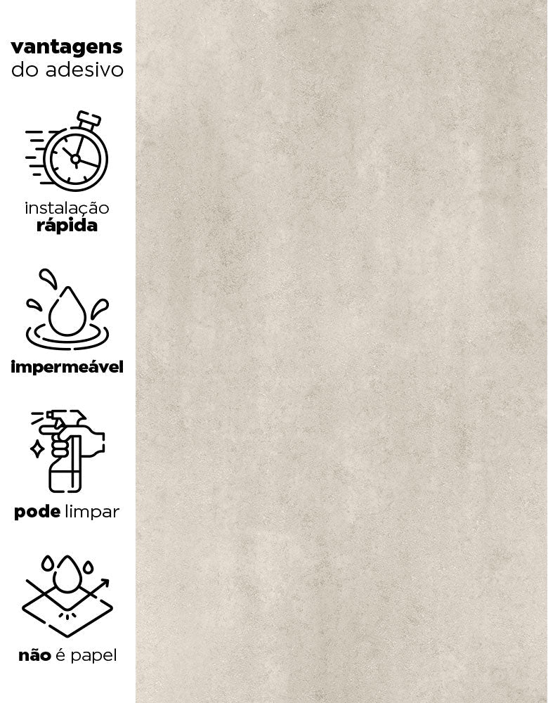 KIT DE 7 ROLOS - 3,00m x 50cm - Papel de Parede Adesivo Cimento Queimado Nude