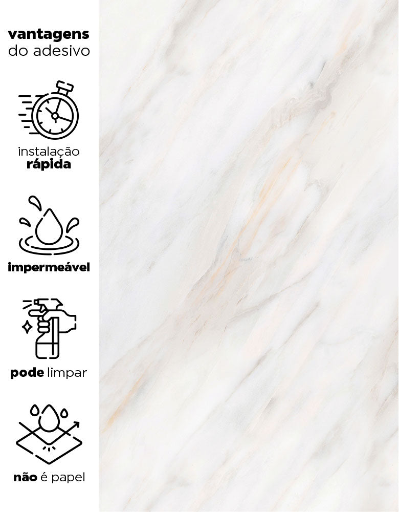 Papel de Parede Adesivo Marmorizado com película protetora para áreas úmidas e Molhadas 2,50x0,50m
