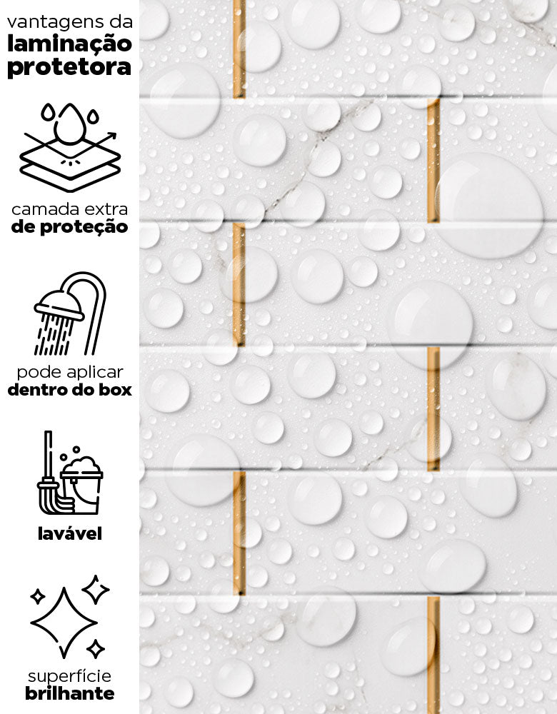 Papel de Parede Adesivo Tijolinho Marmorizado