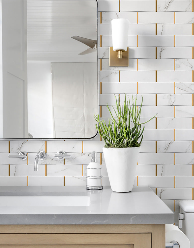 Papel de Parede Adesivo Tijolinho Marmorizado