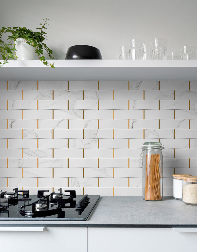 Papel de Parede Adesivo Tijolinho Marmorizado