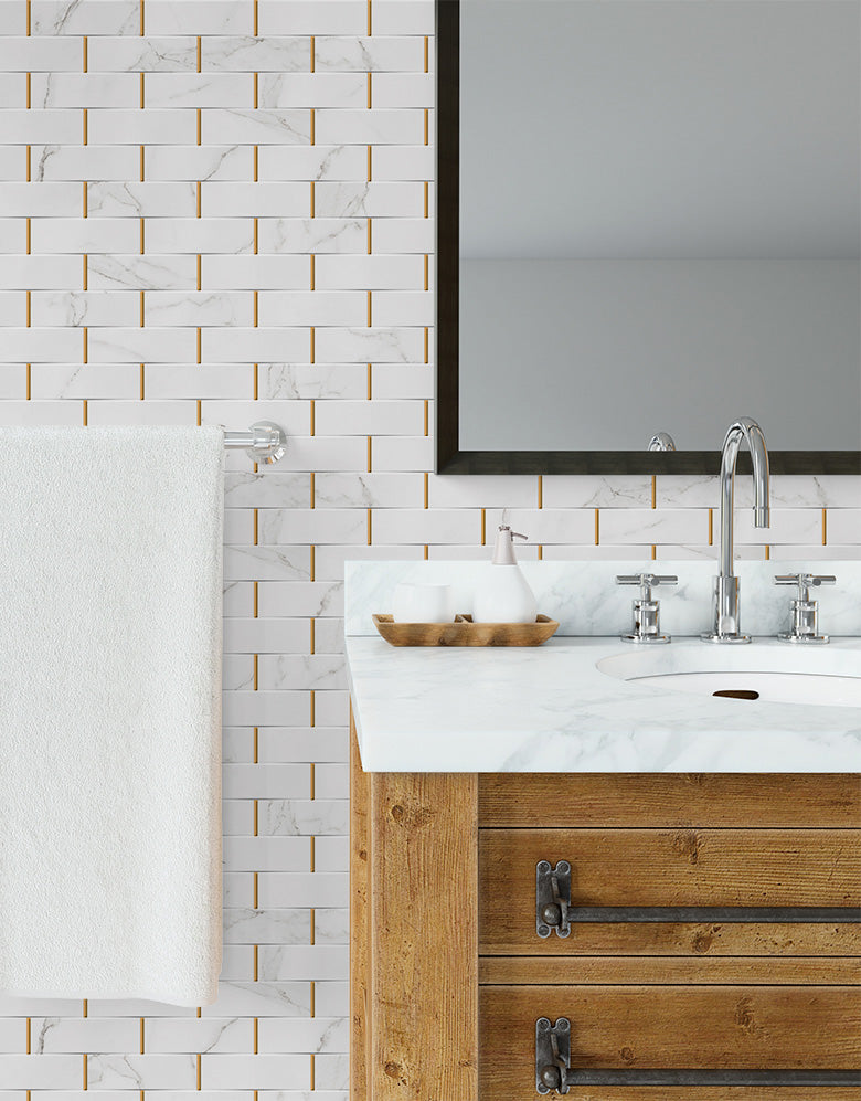 Papel de Parede Adesivo Tijolinho Marmorizado