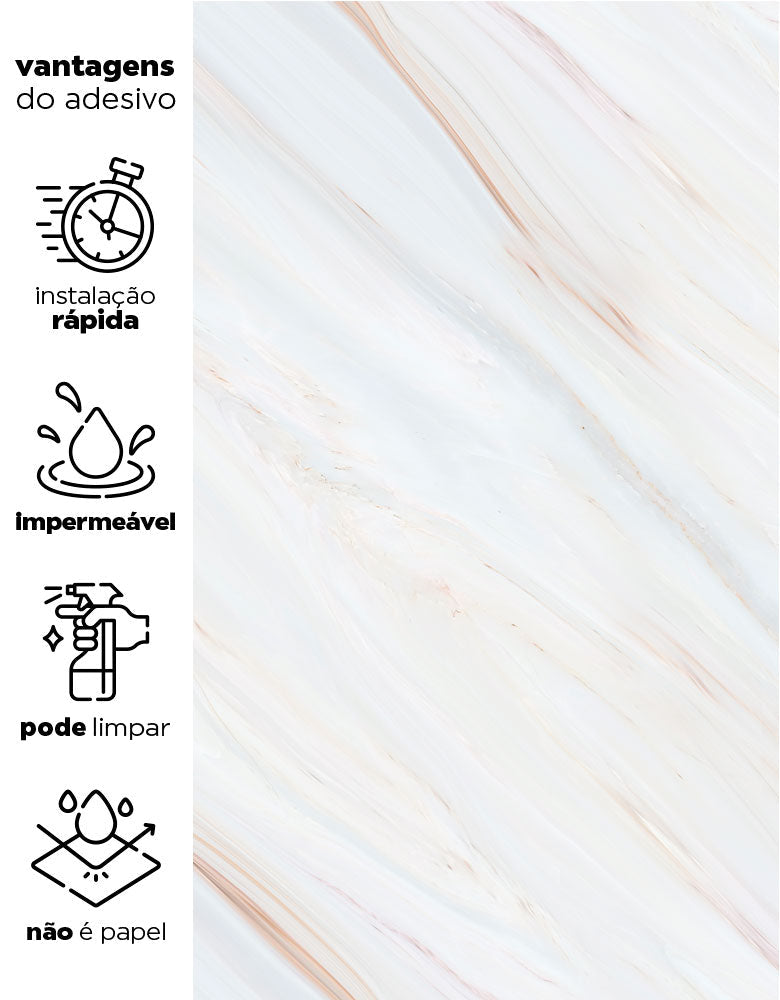 KIT DE 4 ROLOS - 1,50m x 50cm - Papel de Parede Adesivo Mármore Requinte