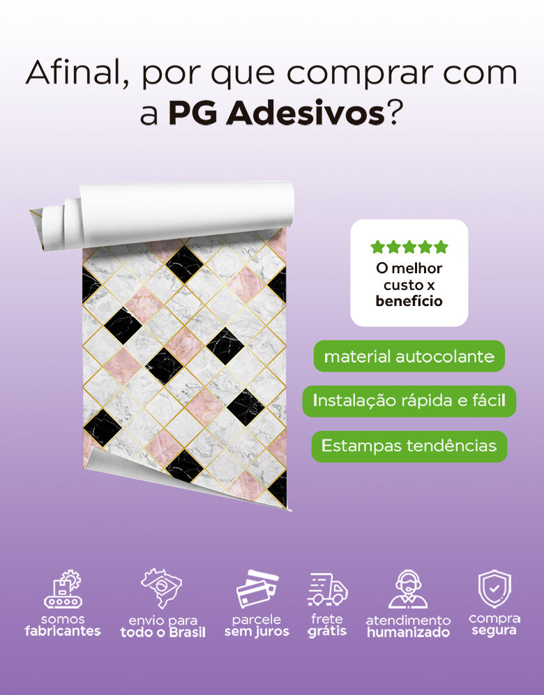 Papel de Parede Azulejo Mosaico Marmorizado