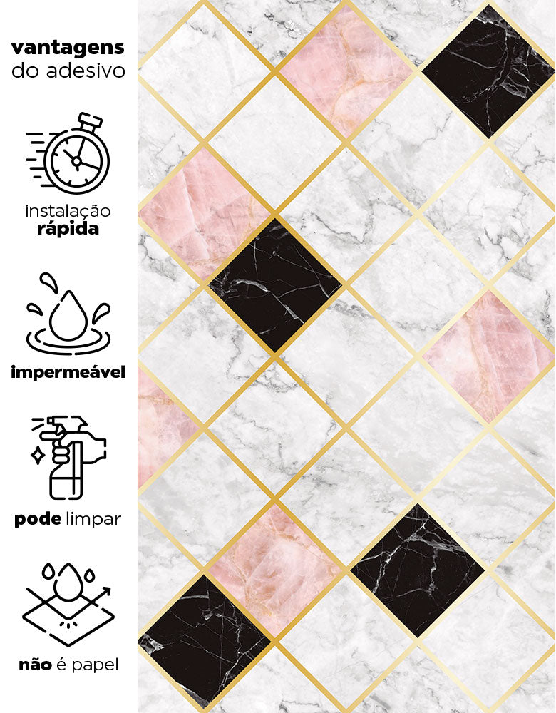 Papel de Parede Azulejo Mosaico Marmorizado