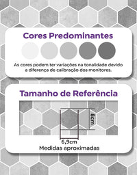 KIT DE 7 ROLOS - 2,50m x 50cm - Papel de Parede Adesivo Hexágonos Colmeia Cimento Queimado