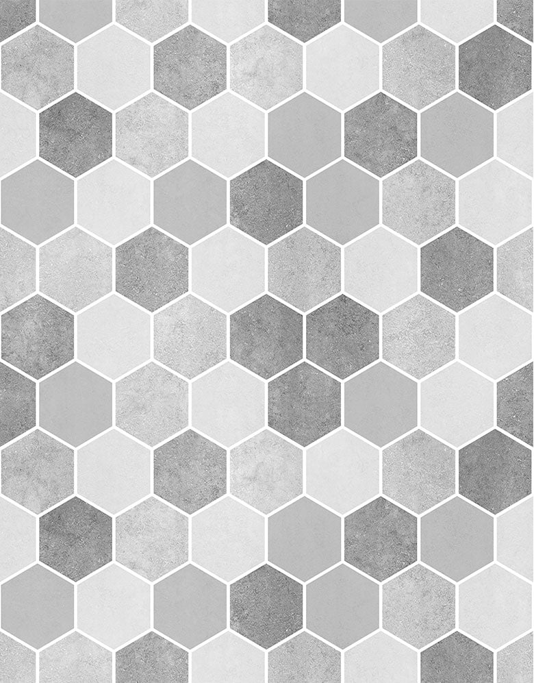 KIT DE 7 ROLOS - 2,50m x 50cm - Papel de Parede Adesivo Hexágonos Colmeia Cimento Queimado