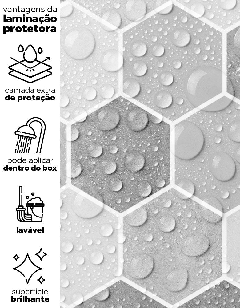 KIT DE 7 ROLOS - 2,50m x 50cm - Papel de Parede Adesivo Hexágonos Colmeia Cimento Queimado