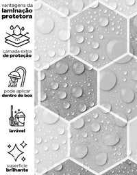 KIT DE 3 ROLOS - 1,50m x 50cm - Papel de Parede Adesivo Hexágonos Colmeia Cimento Queimado