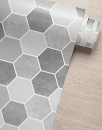 KIT DE 3 ROLOS - 1,50m x 50cm - Papel de Parede Adesivo Hexágonos Colmeia Cimento Queimado