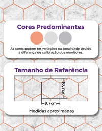 KIT DE 2 ROLOS - 4,00m x 50cm - Papel de Parede Adesivo Colméia Rose