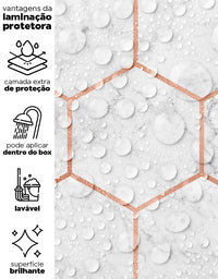 KIT DE 2 ROLOS - 4,00m x 50cm - Papel de Parede Adesivo Colméia Rose