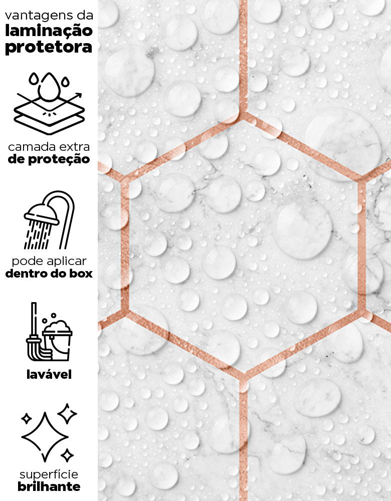 KIT DE 2 ROLOS - 4,00m x 50cm - Papel de Parede Adesivo Colméia Rose