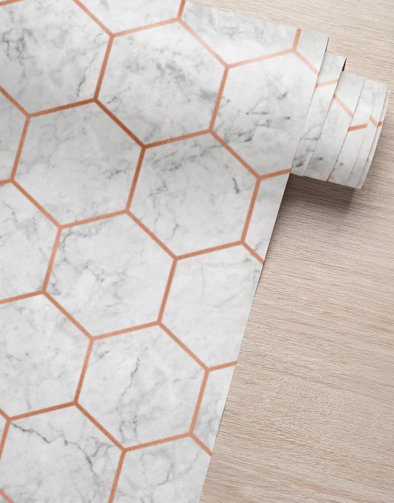 KIT DE 2 ROLOS - 4,00m x 50cm - Papel de Parede Adesivo Colméia Rose