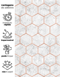 KIT DE 2 ROLOS - 4,00m x 50cm - Papel de Parede Adesivo Colméia Rose