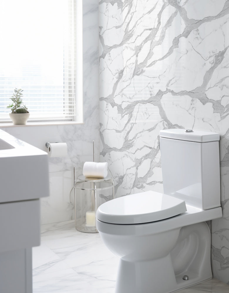 Papel de Parede Adesivo Mármore Branco Glacial