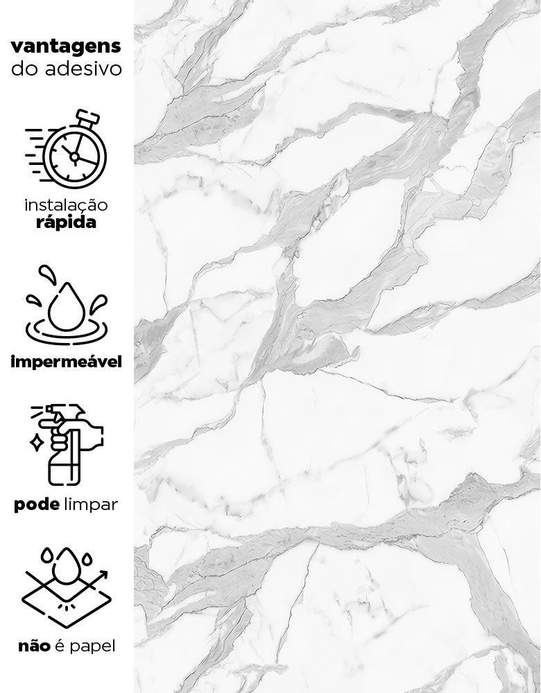 Papel de Parede Adesivo Mármore Branco Glacial