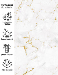 KIT DE 6 ROLOS - 3,00m x 50cm - Papel de Parede Adesivo Mármore Gold