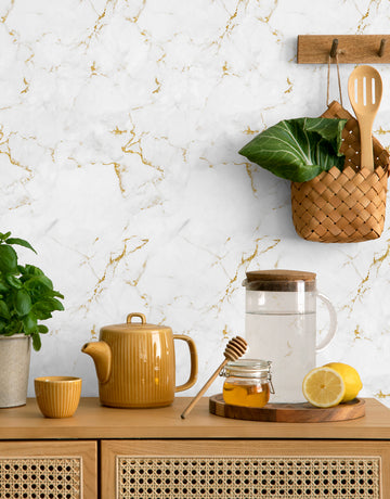 Papel de Parede Adesivo Mármore Gold