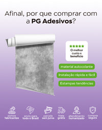 KIT DE 5 ROLOS - 1,00m x 50cm - Papel de Parede Adesivo Cimento Queimado Industrial