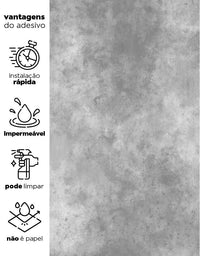 KIT DE 5 ROLOS - 1,50m x 50cm - Papel de Parede Adesivo Cimento Queimado Industrial