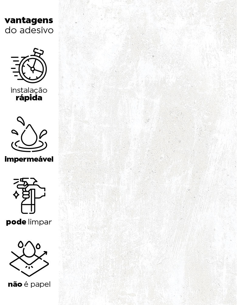 KIT DE 6 ROLOS - 3,00m x 50cm - Papel de Parede Adesivo Cimento Queimado Glacial