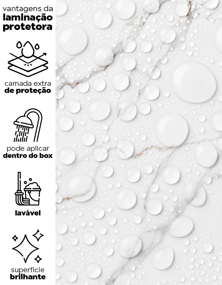 KIT DE 3 ROLOS - 2,50m x 50cm - Papel de Parede Adesivo Mármore Brisa de Carrara
