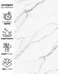 KIT DE 3 ROLOS - 2,50m x 50cm - Papel de Parede Adesivo Mármore Brisa de Carrara