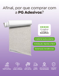 KIT DE 10 ROLOS - 1,00m x 50cm - Papel de Parede Adesivo Granilite Bege Claro