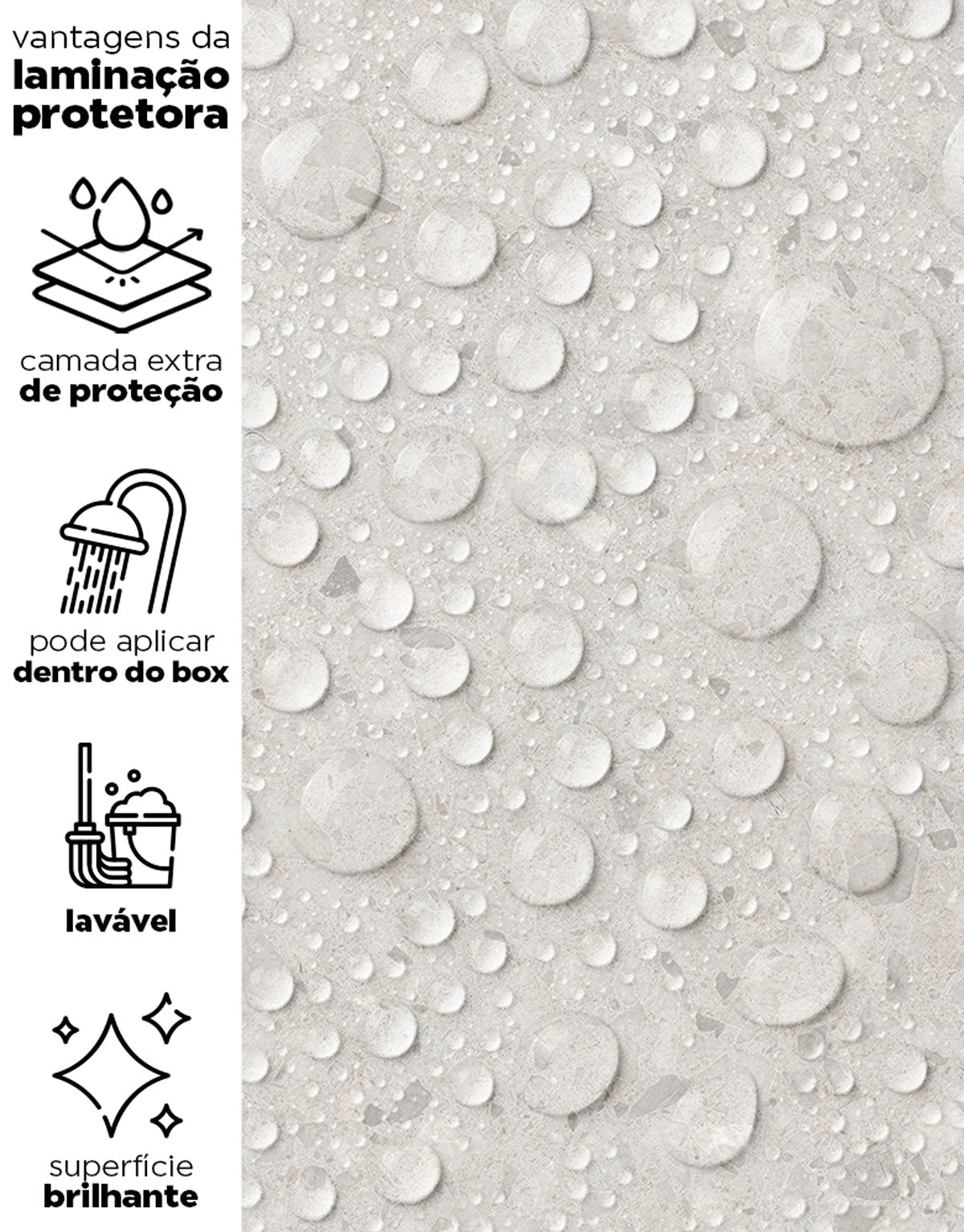 KIT DE 10 ROLOS - 1,00m x 50cm - Papel de Parede Adesivo Granilite Bege Claro