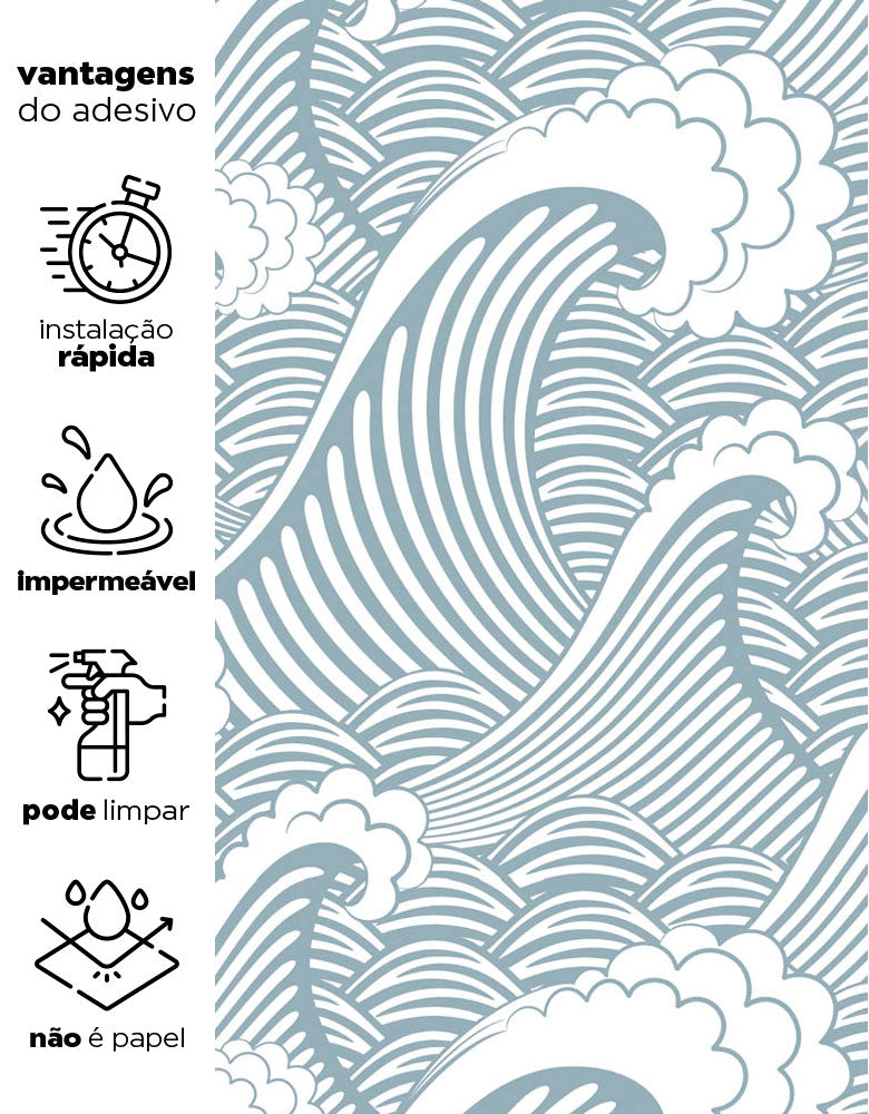 Papel de Parede Adesivo Grandes Ondas