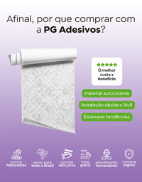 KIT DE 4 ROLOS - 1,50m x 50cm - Papel de Parede Adesivo Azulejo Arabesco