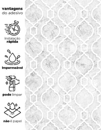 KIT DE 4 ROLOS - 1,50m x 50cm - Papel de Parede Adesivo Azulejo Arabesco