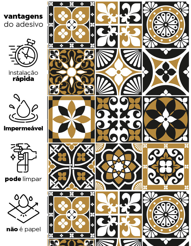 Papel de Parede Adesivo Azulejo Café