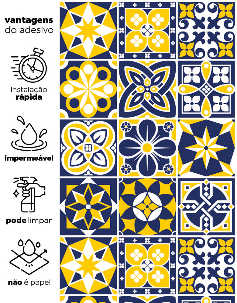 Papel de Parede Adesivo Azulejo Capri