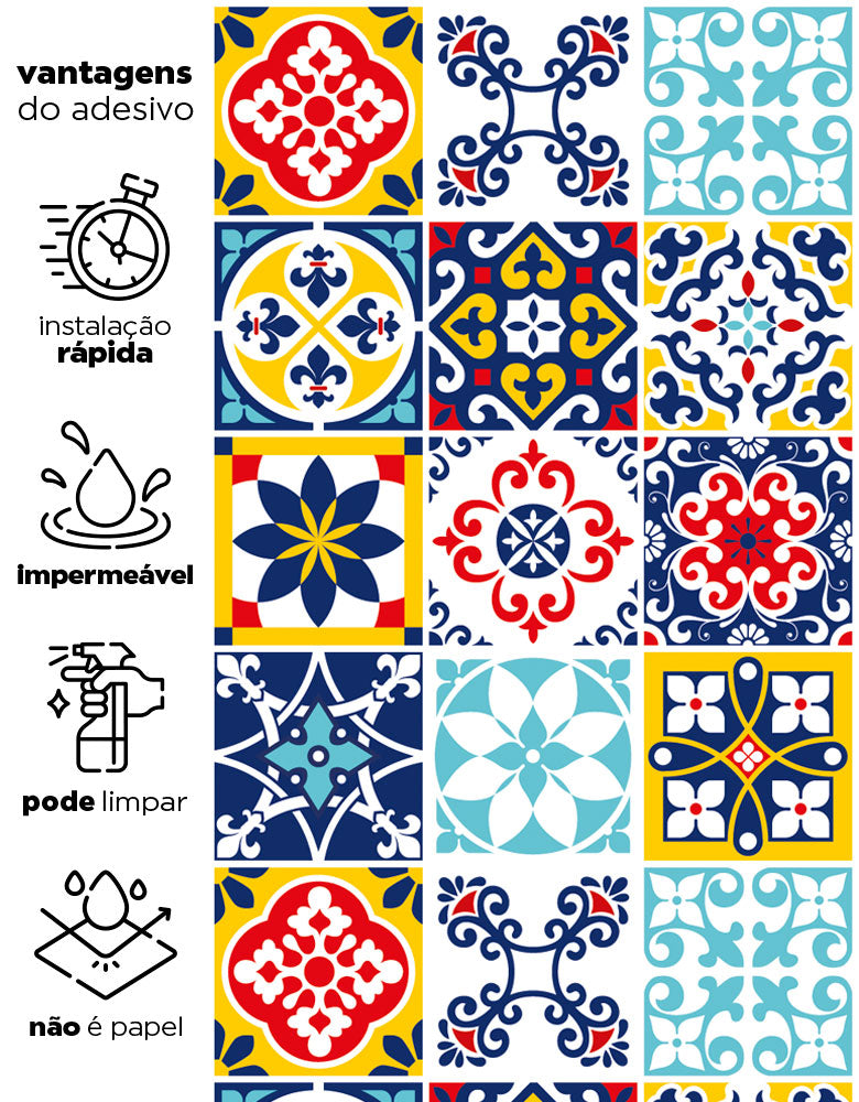 Papel de Parede Adesivo Azulejo Coimbra