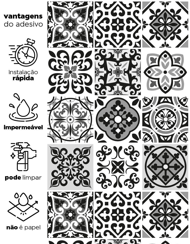 Papel de Parede Adesivo Azulejo Elegance