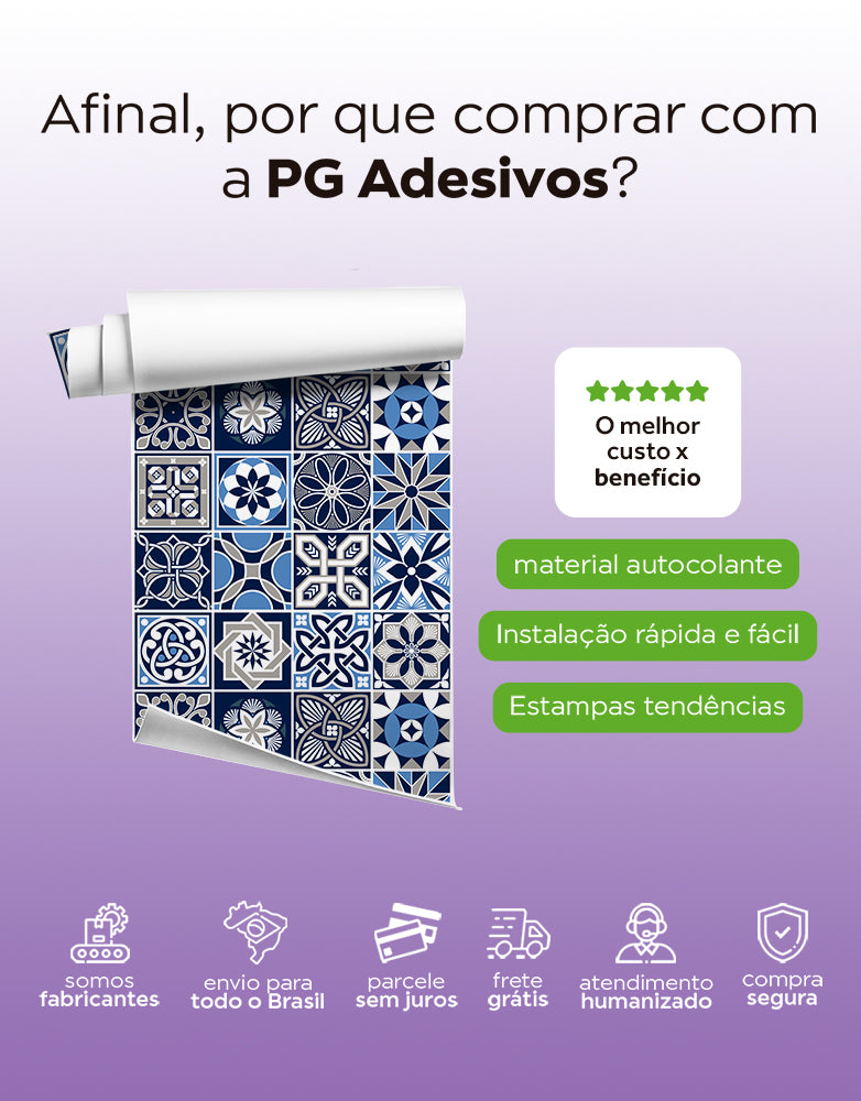 Papel de Parede Adesivo Azulejo Marine
