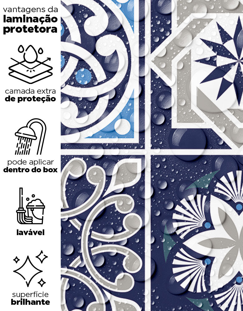 Papel de Parede Adesivo Azulejo Marine