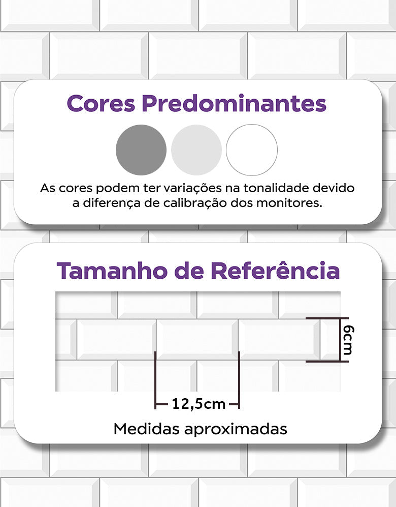 KIT DE 7 ROLOS - 1,50m x 50cm - Papel de Parede Tijolinho Metro White