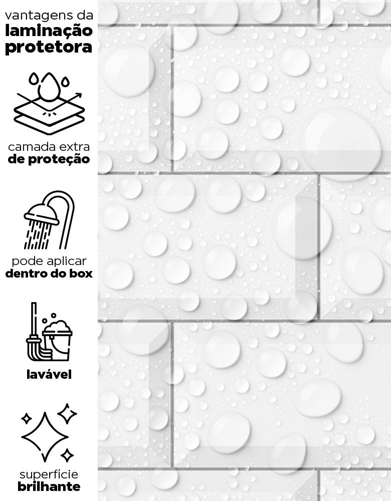 KIT DE 6 ROLOS - 1,00m x 50cm - Papel de Parede Tijolinho Metro White