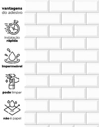 KIT DE 7 ROLOS - 1,50m x 50cm - Papel de Parede Tijolinho Metro White