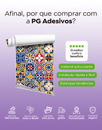 Papel de Parede Adesivo Azulejo Mônaco