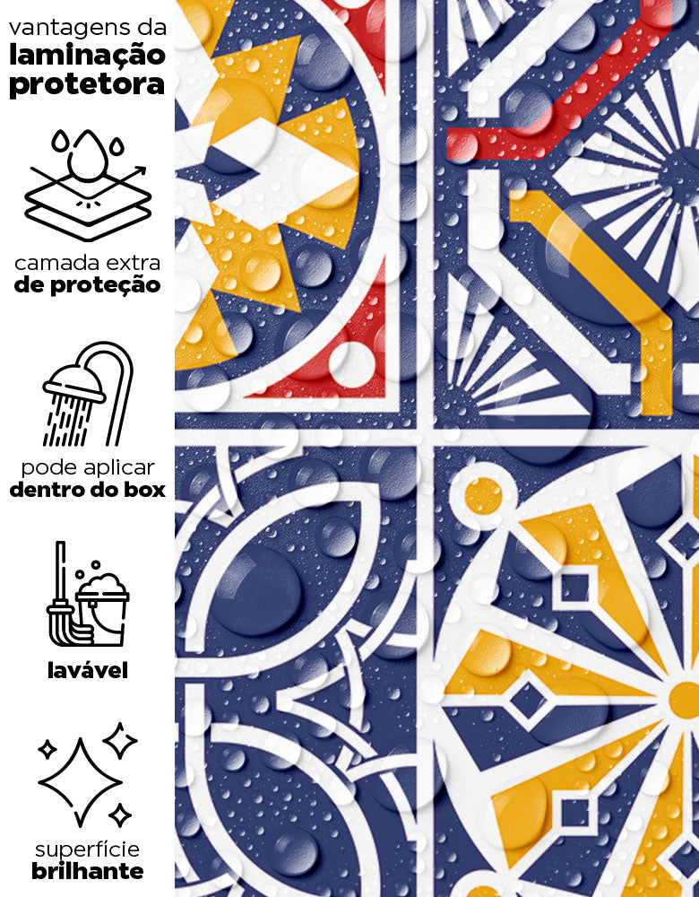 Papel de Parede Adesivo Azulejo Mônaco