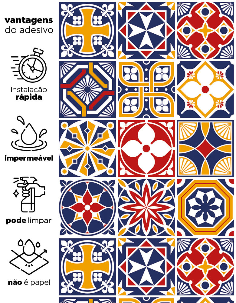 Papel de Parede Adesivo Azulejo Mônaco