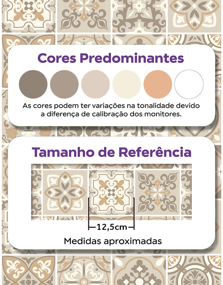 KIT DE 2 ROLOS - 3,00m x 50cm - Papel de Parede Adesivo Azulejo Nude