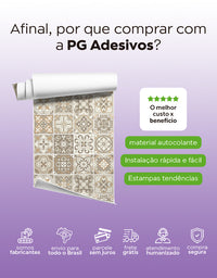 KIT DE 2 ROLOS - 3,00m x 50cm - Papel de Parede Adesivo Azulejo Nude